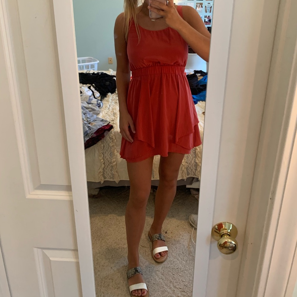 Coral flowy dress!